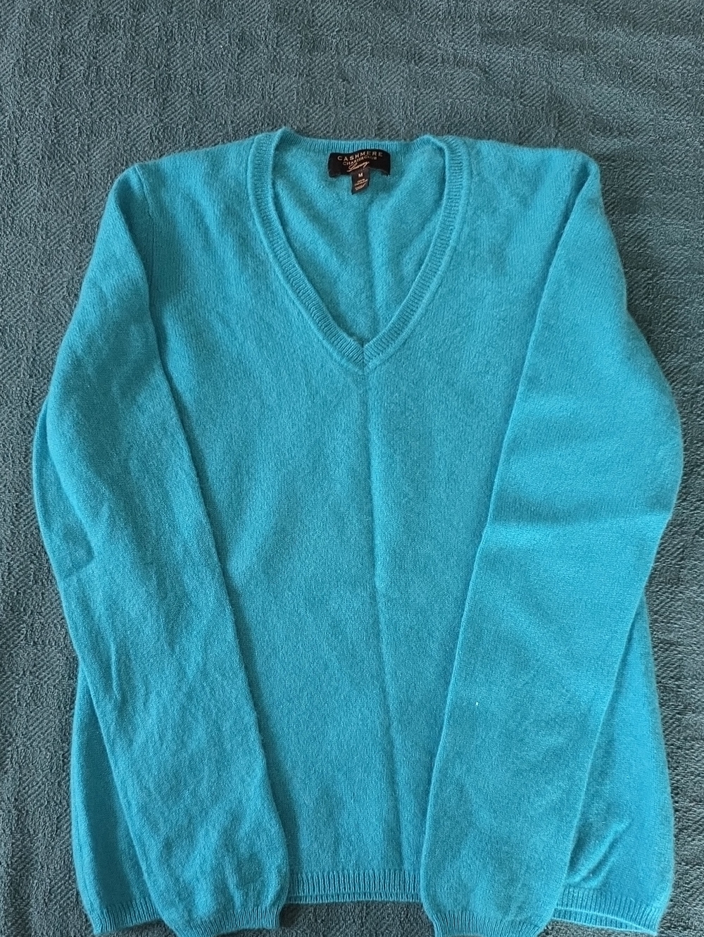 Charter Club Teal V-Neck Cashmere Sweater